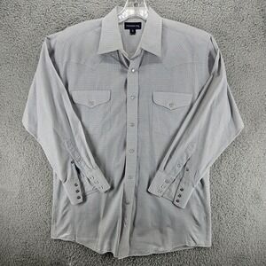 Panhandle‎ Slim Western Shirt Mens 16-33 Yellow Blue Plaid Pearl Snap Pockets